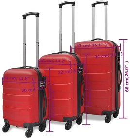 vidaXL Σετ Βαλιτσών Καμπίνας Τροχήλατες 3 Τεμ. Κόκκινες 45,5/55/66 εκ.
