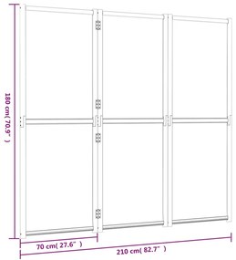 vidaXL Διαχωριστικό Δωματίου με 3 Πάνελ Μαύρο 210 x 180 εκ.