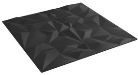 Πάνελ Τοίχου 24 Τεμ. Μαύρα Σχ. Αμέθυστου Μαύρα 50x50εκ. 6m² XPS - Μαύρο