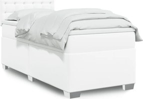 vidaXL Κρεβάτι Boxspring με Στρώμα Λευκό 80 x 200 εκ. Συνθετικό Δέρμα