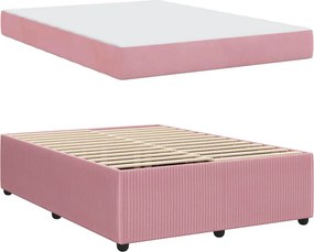 vidaXL Σκελετός Κρεβατιού με στρώμα Ροζ 140 x 200 cm ύφασμα