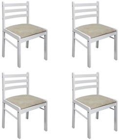 vidaXL Καρέκλες Τραπεζαρίας 4 τεμ. Λευκές Καουτσουκόδεντρο/Βελούδο