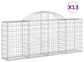 vidaXL Συρματοκιβώτια Τοξωτά 13 τεμ. 200x30x80/100 εκ. Γαλβαν. Ατσάλι