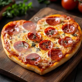 Intra Συλλεκτικό Ξύλινο Παζλ Plywood  4mm - Πίτσα Pepperoni σε σχήμα καρδιάς Σε Ξύλινο Κουτί - Διαστάσεις: 10x10 cm – 25 κομμάτια