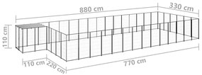 vidaXL Σπιτάκι Σκύλου Μαύρο 26,62 μ² Ατσάλινο