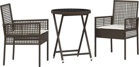 vidaXL Σετ Μπιστρό Κήπου 3 pcs Καφέ συνθετικό ρατάν