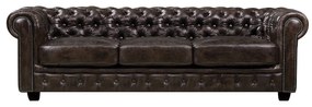 CHESTERFIELD 689 Καναπές 4Θέσιος Σαλονιού Καθιστικού, Δέρμα Απόχρωση Καφέ 241x92x74cm