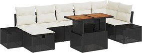 vidaXL Σετ Καναπέ Κήπου 8 pcs Μαύρο συνθετικό ρατάν