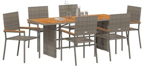 vidaXL Σέτ φαγητού για κήπο 7 pcs Γκρι συνθετικό ρατάν