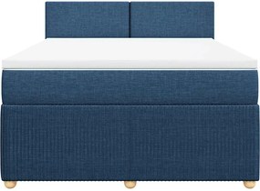 vidaXL Κρεβάτι Boxspring με Στρώμα Μπλε 140x190 εκ. Υφασμάτινο