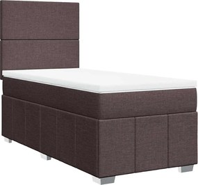 vidaXL Κρεβάτι Boxspring με Στρώμα Σκούρο Καφέ 90x200 εκ. Υφασμάτινο