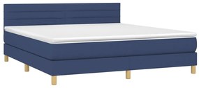 vidaXL Κρεβάτι Boxspring με Στρώμα &amp; LED Μπλε 160x200 εκ. Υφασμάτινο