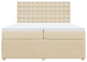 vidaXL Κρεβάτι Boxspring με Στρώμα Κρεμ 200x200 εκ. Υφασμάτινο