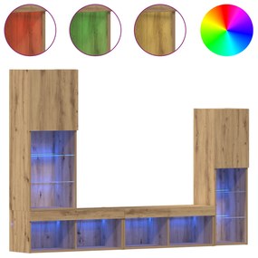 vidaXL Ντουλάπι Τηλεόρασης με LED Φώτα Κομψή Οξυά 40.5x30x102 εκ