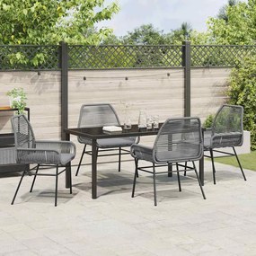 vidaXL Σέτ φαγητού για κήπο 5 pcs Γκρι συνθετικό ρατάν