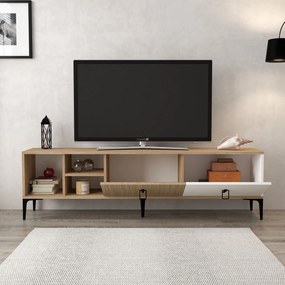 Έπιπλο Τηλεόρασης Δρυς / Λευκό DEFO 180x35x18