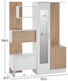 ΕΠΙΠΛΟ ΕΙΣΟΔΟΥ ΜΕ ΡΑΦΙΑ &amp; ΚΑΘΡΕΠΤΗ ILIANA HM2265 ΛΕΥΚΟ-SONAMA 125,5x37,5x166,5Y εκ.