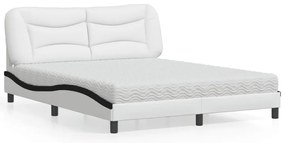 Κρεβάτι με Στρώμα Hvar Μαύρο/Λευκό 160x200 εκ. από Συνθετικό Δέρμα