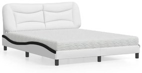 Κρεβάτι με Στρώμα Μαύρο/Λευκό 160x200 εκ. από Συνθετικό Δέρμα
