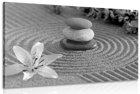 Εικόνα Ζεν κήπος και πέτρες στην άμμο σε μαύρο & άσπρο - 60x40