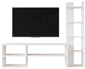Σύνθετο σαλονιού Perla pakoworld σε λευκή απόχρωση 120x29.5x41,8εκ