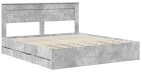 vidaXL Σκελετός Κρεβατιού Σκυρόδεμα Γκρι 200 x 200 cm Μηχανήματος Ξύλο