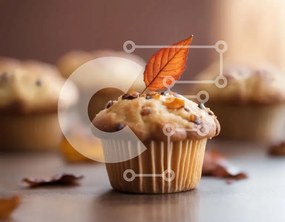 Σετ των 2 Intra Συλλεκτικό Ξύλινο Παζλ Plywood 4mm - Λαχταριστό μονό cupcake με φύλλο πορτοκαλιού Σε Ξύλινο Κουτί - Διαστάσεις: 10x10 cm – 25 κομμάτια