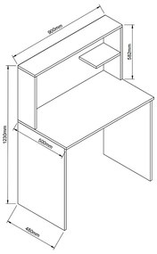 Γραφείο Με Ράφια ArteLibre DIALLO Δρυς Μοριοσανίδα 150x50x123cm