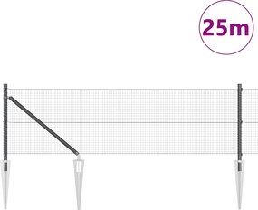 vidaXL Συρματόπλεγμα με ακίδες Χάλυβας και PVC Γκρι Δίχτυ