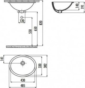 Creavit TP211 - Υποένθετος Νιπτήρας Πορσελάνης 48.5x38.2