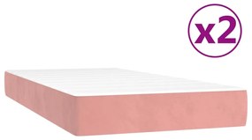 Κρεβάτι Boxspring με Στρώμα Ροζ 200x200 εκ. Βελούδινο - Ροζ