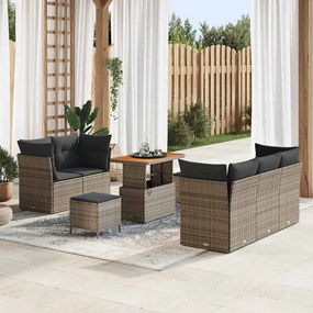 vidaXL Σετ Καναπέ Κήπου Ρυθμιζόμενο ύψος 8 pcs Γκρι συνθετικό ρατάν
