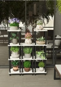 Stewehome Πολυόροφος σταντ για γλάστρες διακοσμητικό ράφι φυτών από λευκό σαντουλάμ