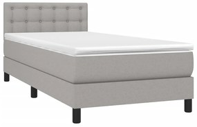 vidaXL Κρεβάτι Boxspring με Στρώμα &amp; LED Αν.Γκρι 100x200 εκ Υφασμάτινο