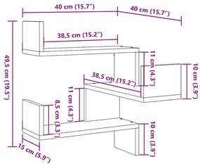 Γωνιακό ράφι τοίχου Δρυς τεχνίτης 40x40x49,5 cm - Καφέ