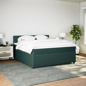 vidaXL Κρεβάτι Boxspring με Στρώμα Σκούρο Πράσινο 180x200εκ. Βελούδινο