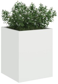vidaXL Γλάστρα Κήπου Λευκό 32 x 32 x 40 εκ. Κρύα έλαση από χάλυβα