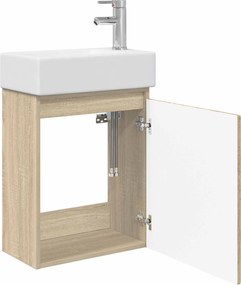 vidaXL Μονάδα μπάνιου με βρύση Sonoma Δρυς 45,5 x 25,5 x 84 εκ