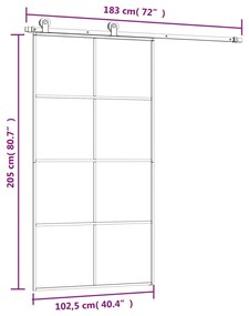 Συρόμενη Πόρτα με Μηχανισμό 102,5x205 εκ. Γυαλί ESG &amp; Αλουμίνιο - Μαύρο