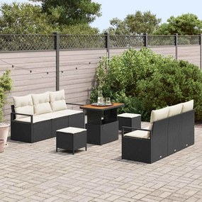 vidaXL Σετ Καναπέ Κήπου με αποθήκευση 9 pcs Μαύρο Πολυ ράταν