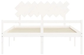 Κρεβάτι Ηλικιωμένου με Κεφαλάρι 160 x 200 εκ. Λευκό Μασίφ Ξύλο - Λευκό