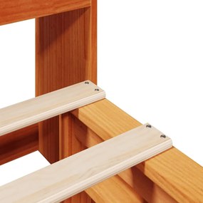 Κρεβάτι Βιβλιοθήκη Χωρίς Στρώμα Καφέ 120x190 εκ Μασίφ Πεύκο - Καφέ