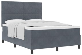 vidaXL Κρεβάτι με Στρώμα και Βάση Γκρι Σκούρο 140x200 εκ Βελούδο