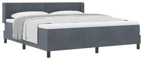 vidaXL Κρεβάτι Box Spring με Στρώμα  Γκρι Σκούρο 180x200 εκ. Βελούδο