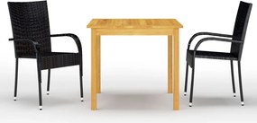 vidaXL Σετ Τραπεζαρίας Κήπου 3 Τεμαχίων Μαύρο