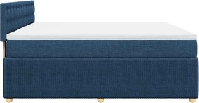 vidaXL Κρεβάτι Boxspring με Στρώμα Μπλε 200x200 εκ. Υφασμάτινο