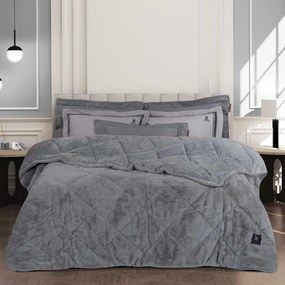 Κουβερτοπάπλωμα 3446 Faux Fur-Sherpa Grey Greenwich Polo Club Υπέρδιπλo 220x240cm 100% Hollowfiber