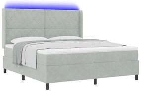 vidaXL Κρεβάτι με Στρώμα & Φωτισμό LED Γκρι 180x200 cm Βελούδο