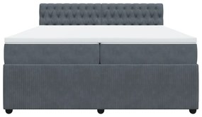 Κρεβάτι Boxspring με Στρώμα Σκούρο Γκρι 200x200 εκ. Βελούδινο - Γκρι