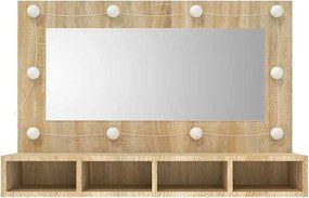 vidaXL Έπιπλο Καθρέπτη με LED Sonoma Δρυς 90x31,5x62 εκ.